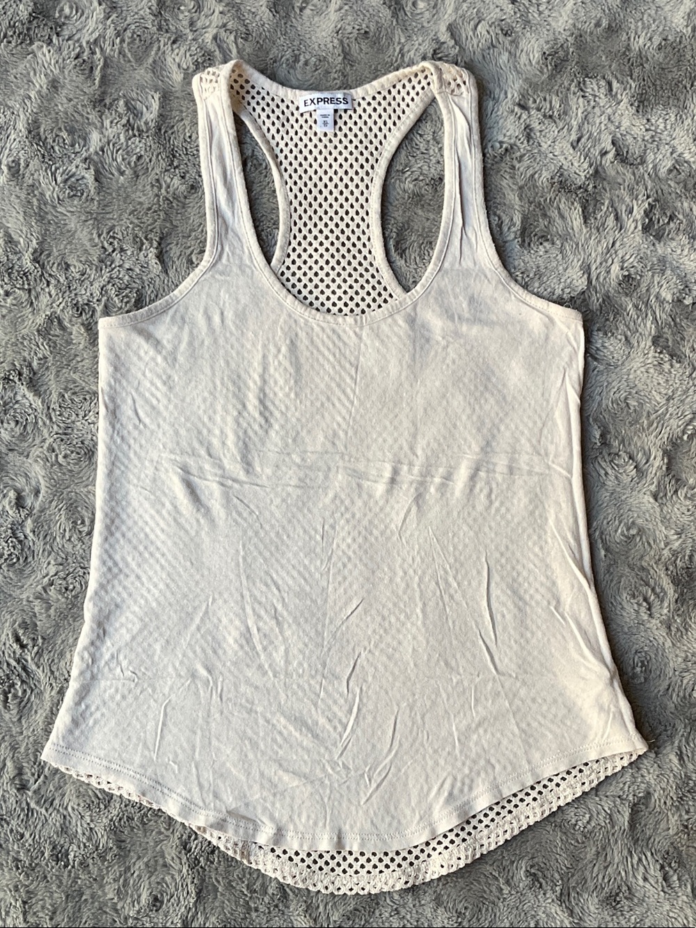Express Cream Crochet-Back Racerback Tank